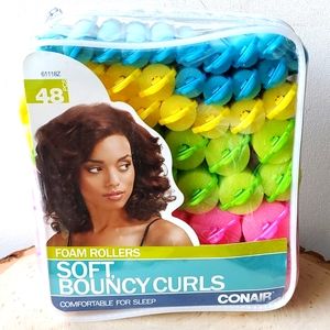 Conair Soft Foam Rollers 48 Pieces Bouncy Curls Comfortable For Sleep